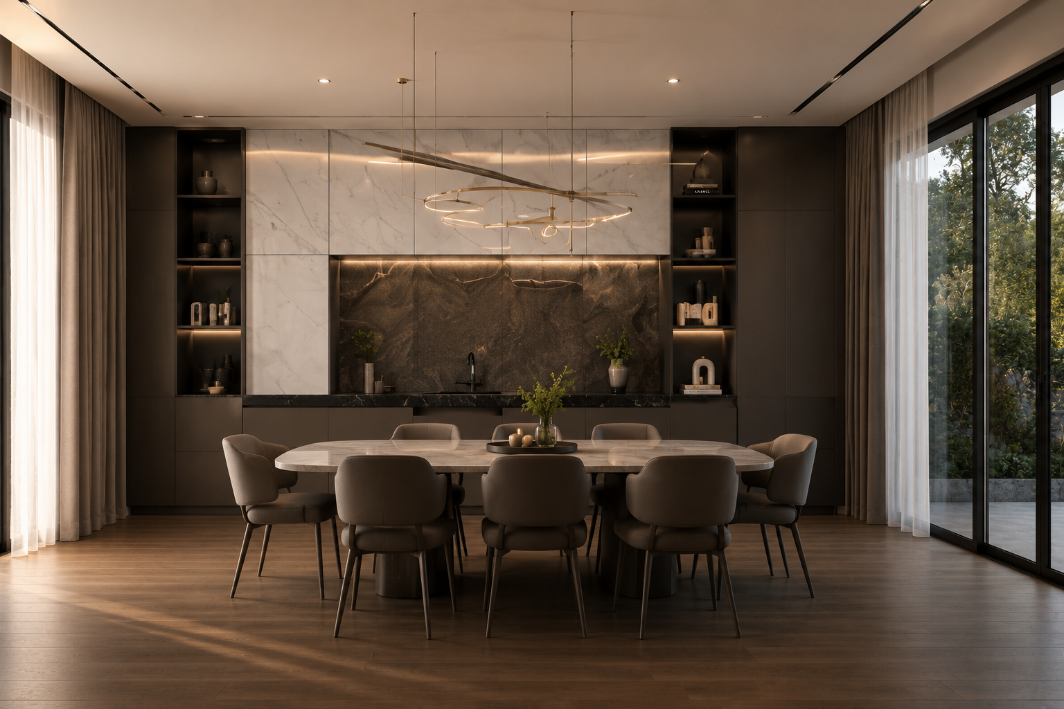 Interior and furniture dining room visualization